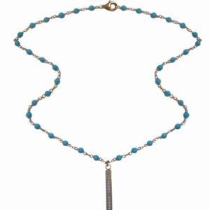 Jill Alberts 14K Vintage Bar Pin Turquoise Necklace